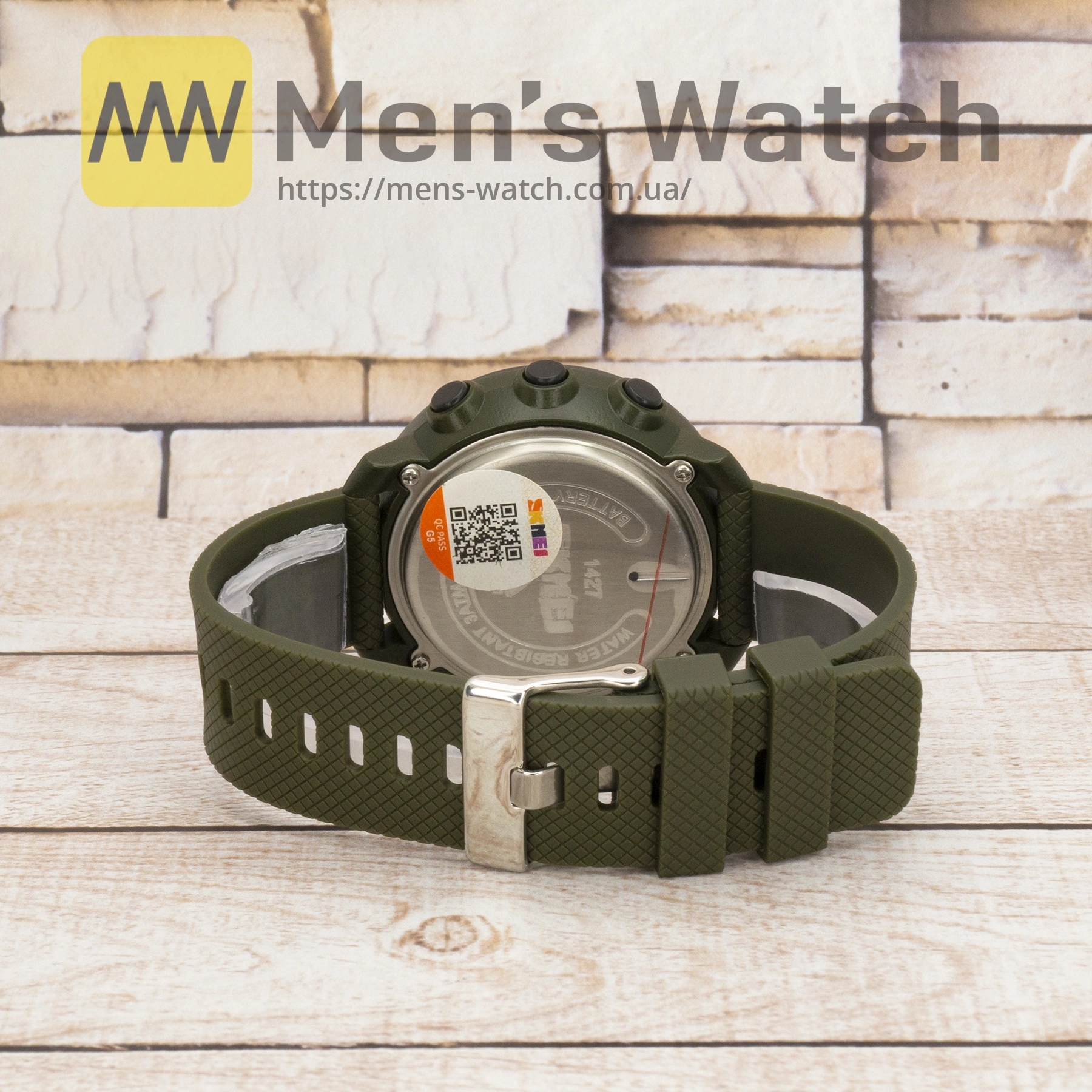 Живі фото годинника Skmei 1427AG Army Green + Compass 3