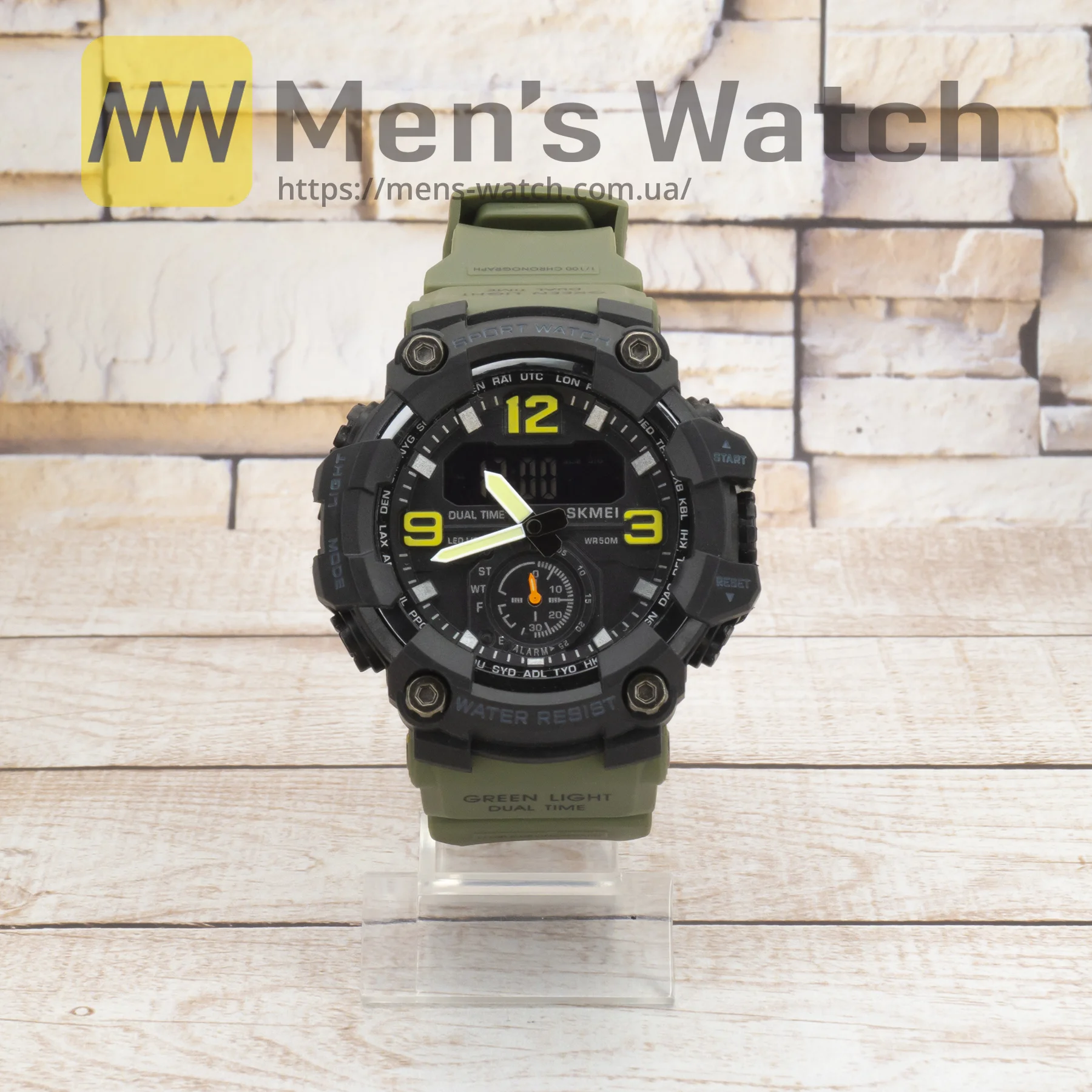 Живі фото годинника Skmei 1965AG army green 0