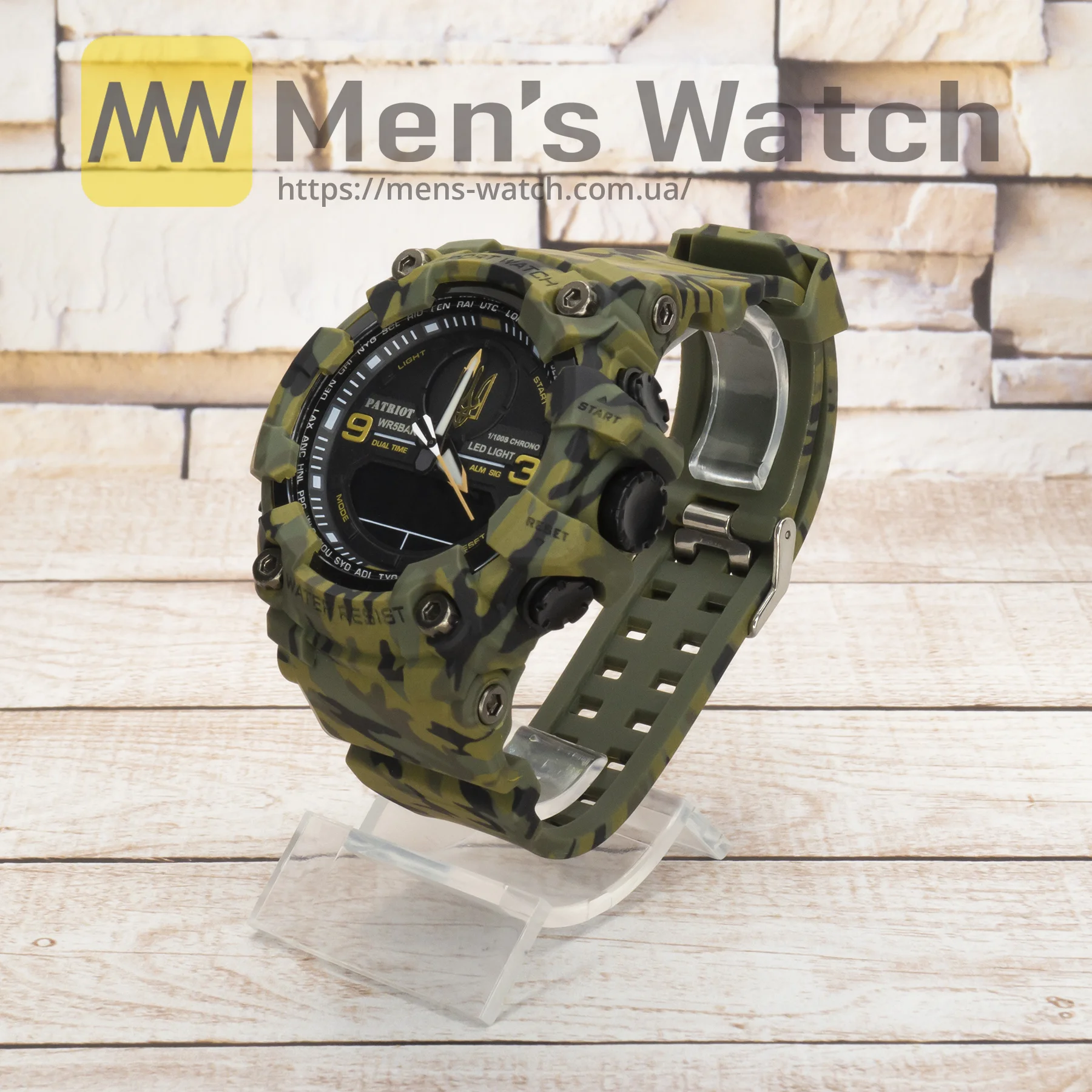 Живі фото годинника Patriot 001CMGRUAGD Camo Green Тризуб золото 2