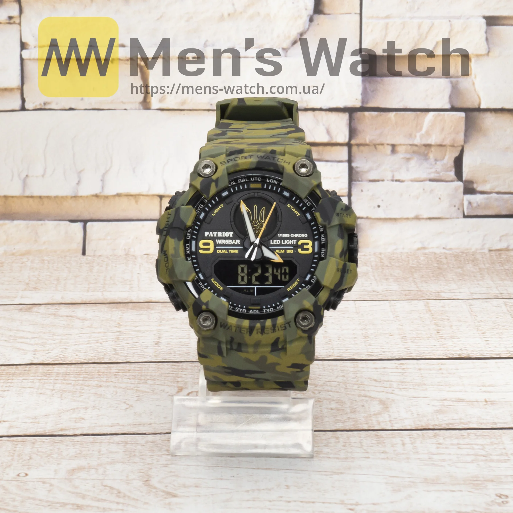 Живі фото годинника Patriot 001CMGRUAGD Camo Green Тризуб золото 0