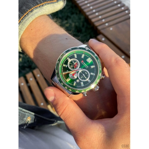 Curren 8418 Silver-Green-0