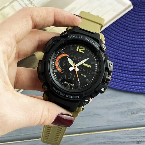 large Skmei 1343 Black-Khaki Wristband 0