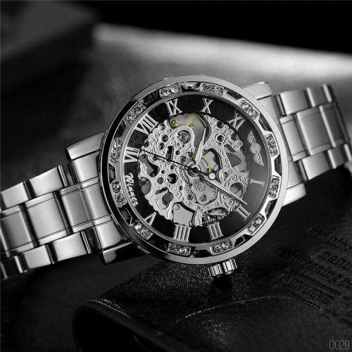 Winner 8012 Diamonds Automatic Silver-Black-4