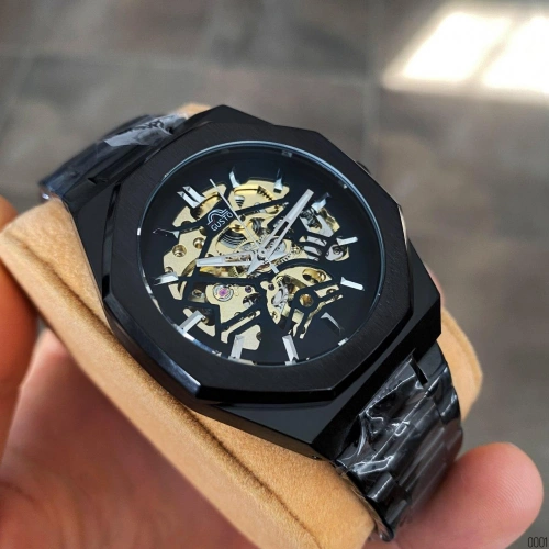 Годинник Gusto Skeleton Black-Gold-0