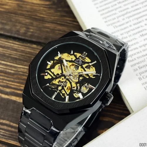 Годинник Gusto Skeleton Black-Gold-3