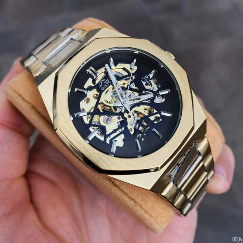 Годинник Gusto Skeleton Gold-Black-0