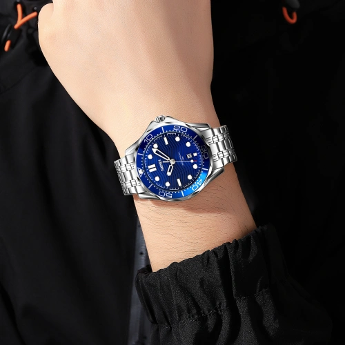 Skmei 9276SSIBU Silver-Blue Steel Strap-1