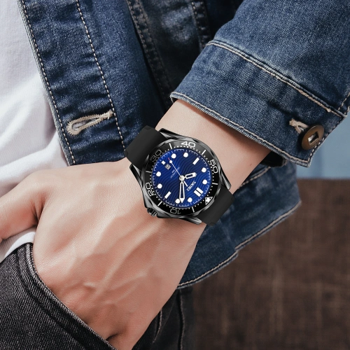 Skmei 9276PBKBU Black-Blue Silicone Strap-1