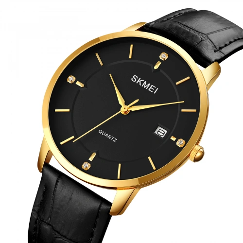 Skmei 1801 Gold-Black Leather-0