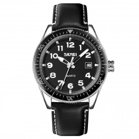 Skmei 9232LSIBK Silver-Black Leather