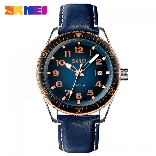 Skmei 9232 Rose-Gold Blue Leather