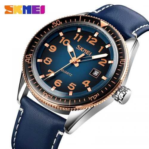 Skmei 9232 Rose-Gold Blue Leather-0