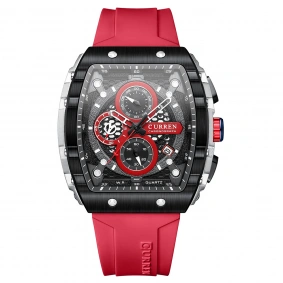 Curren 8442 Silver-Black-Red