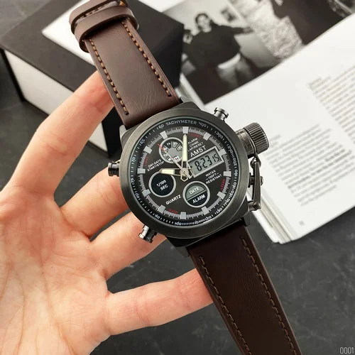 Годинник AMST 3003A Black-Brown Wristband-0