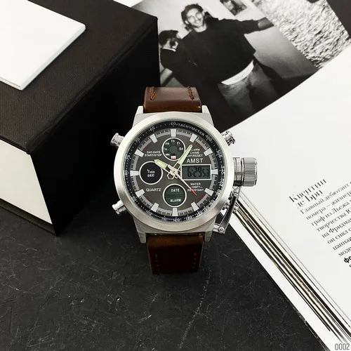 Годинник AMST 3003A Silver-Black-Brown Wristband-3